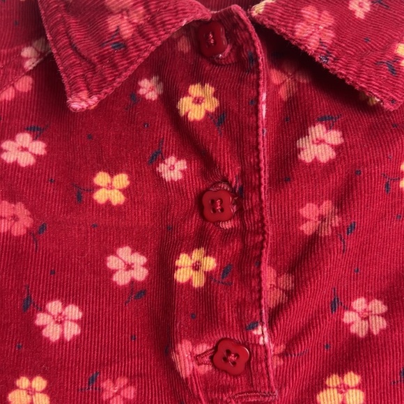 L.L. Bean Girl's Medium Red Ditsy Floral Corduroy A-Line Dress 100% Cotton - Picture 5 of 13